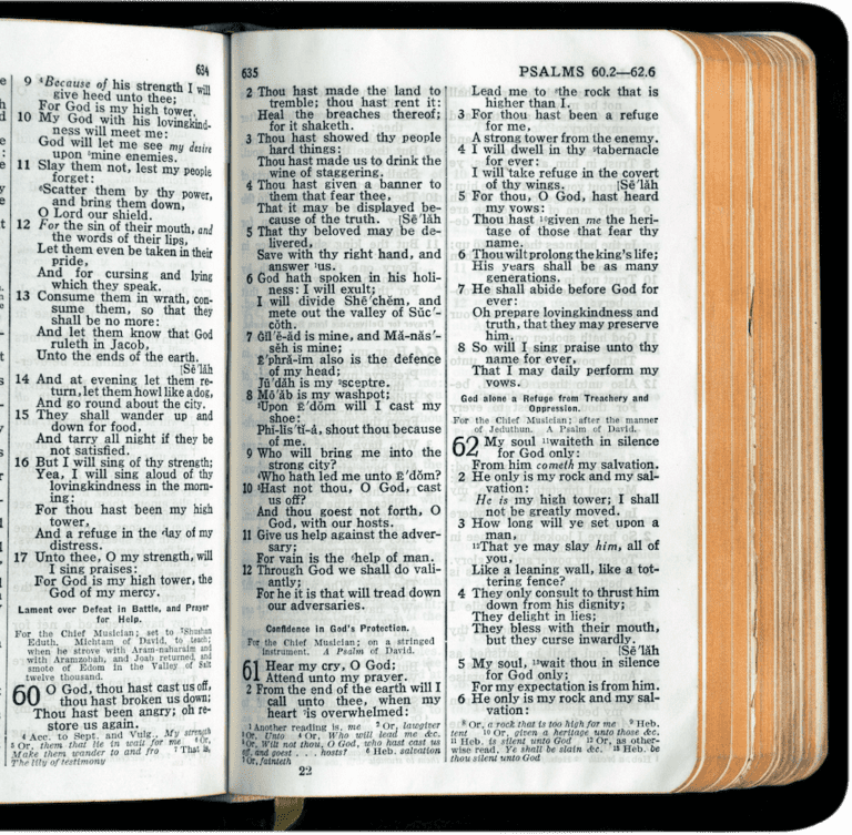 A Bible open to the book of Psalms