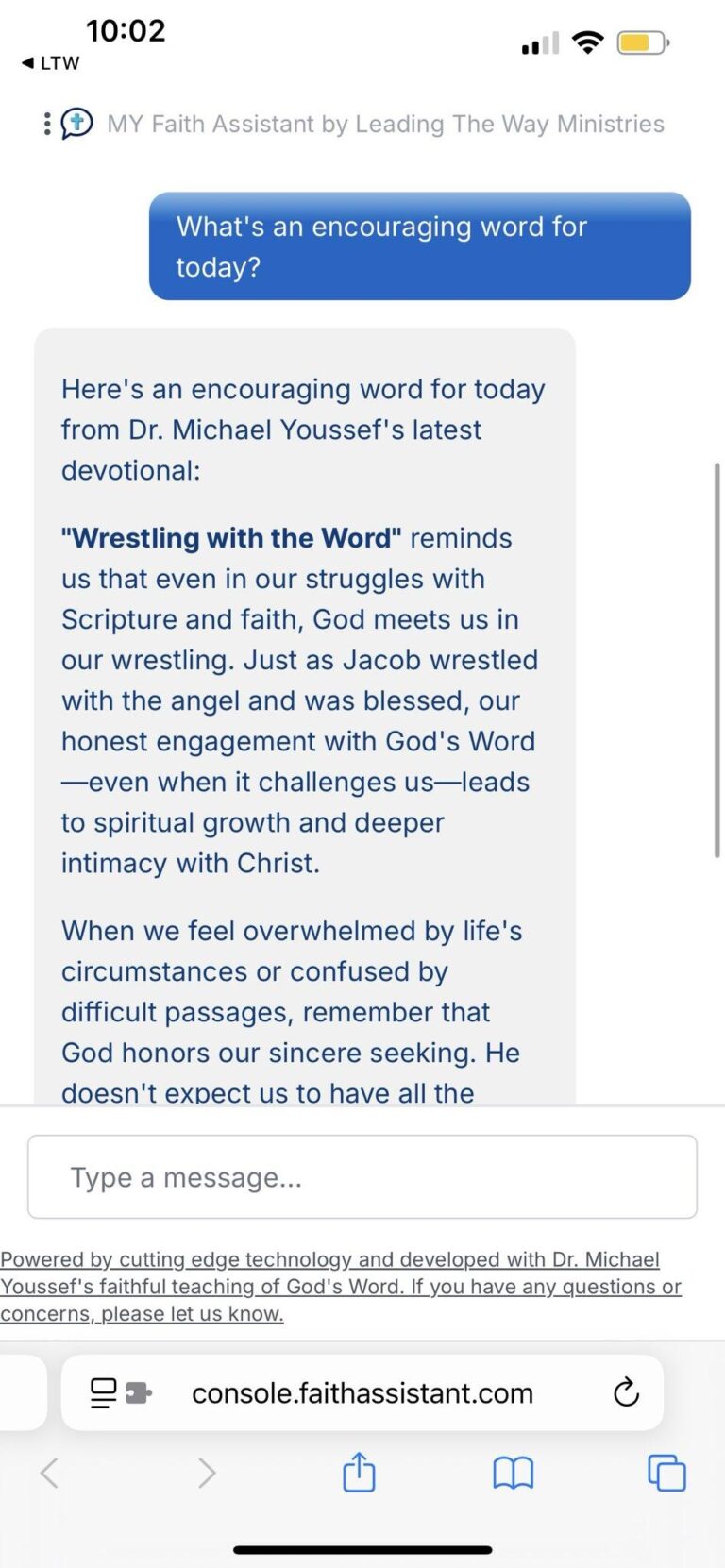 MY Faith Assistant by Leading The Way Ministries - Bible based AI