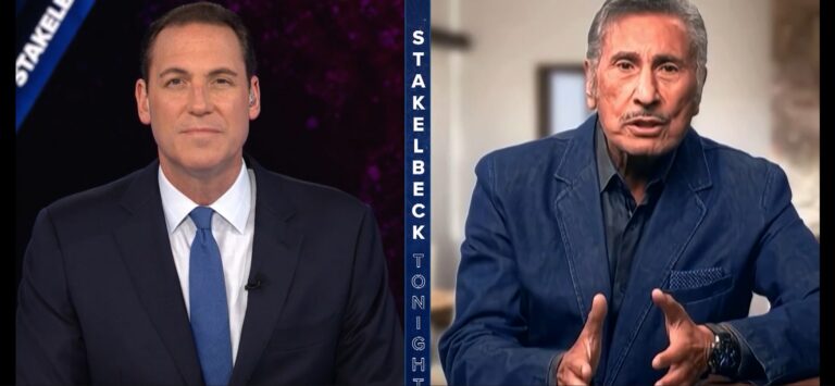 Dr. Youssef (left) stands next to Erik Stackelbeck (Right) with a border between them with the text 
